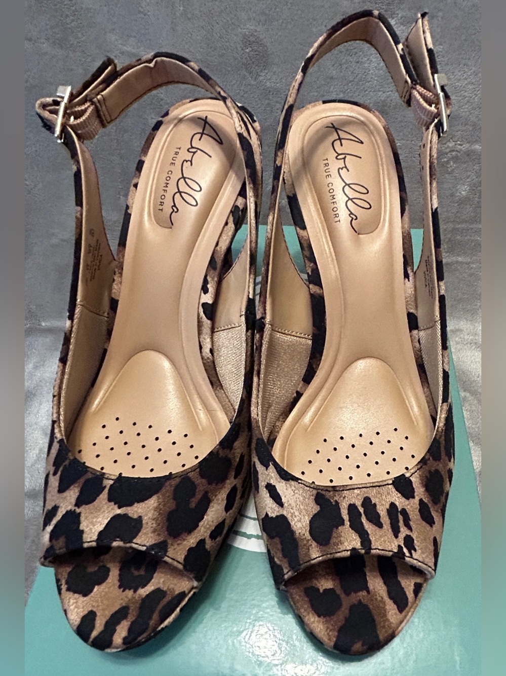 Abella Leopard Print Open-Toe Slingback Heels - Brown & Black